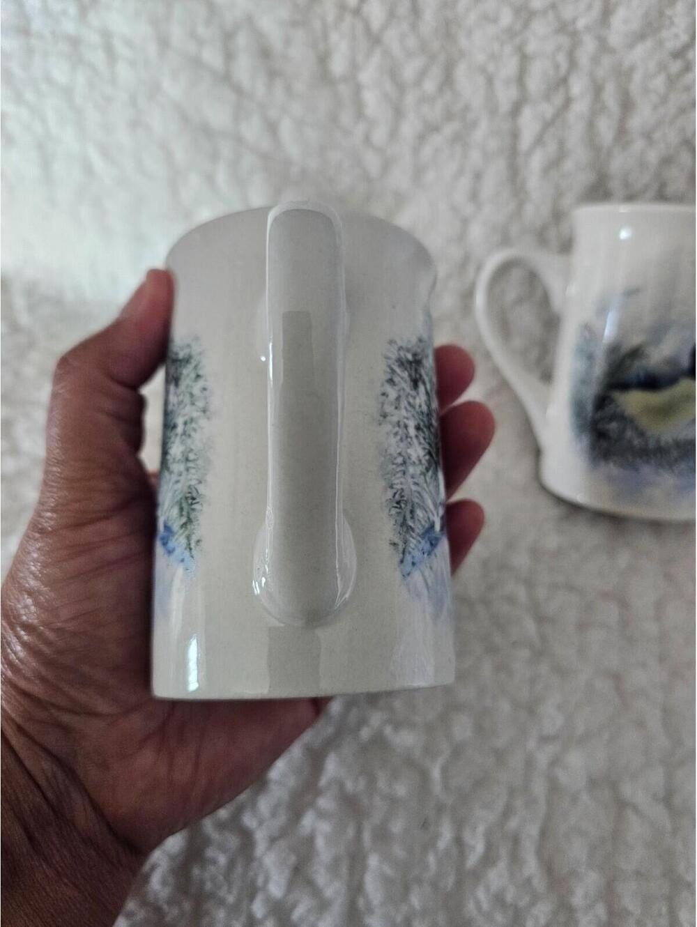 (Set of 2) Vintage Designpac Beautiful Bird Coffee Tea Mug Cup White 4" Ceramic - Picture 7 of 13
